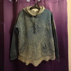 Vintage Havana Mens Blue and Tan Hooded Sweater